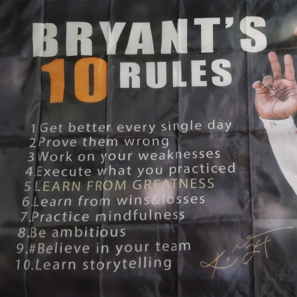 Kobe Bryant 10 Rules – 3x5 Ft Tapestry Flag Banner Brass Grommets – Motivational